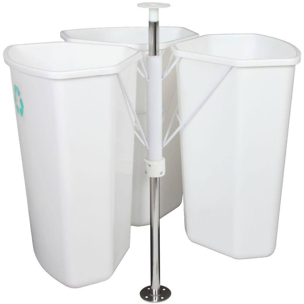 Knape and Vogt In-Cabinet Corner Trash Can, White, 28.5 in x 27.625 in x 27.625 in - RRC28K