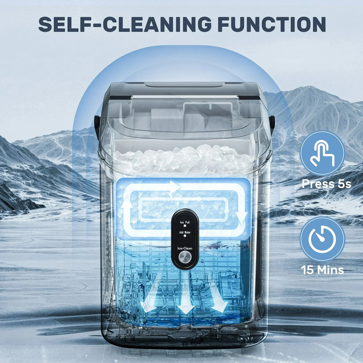 Auseo Countertop Nugget Ice Maker, 35Lbs/24H, 1.1L, Stainless Steel Silver - Self-Cleaning