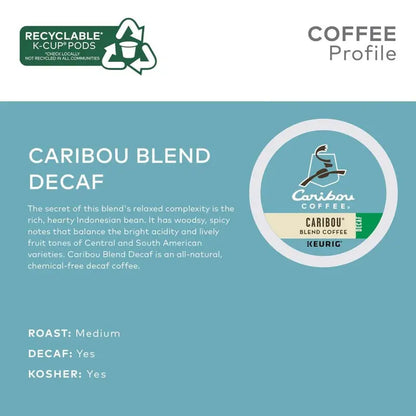 Caribou Coffee Caribou Blend Decaf K-Cup Pods, Medium Roast, 96 Count