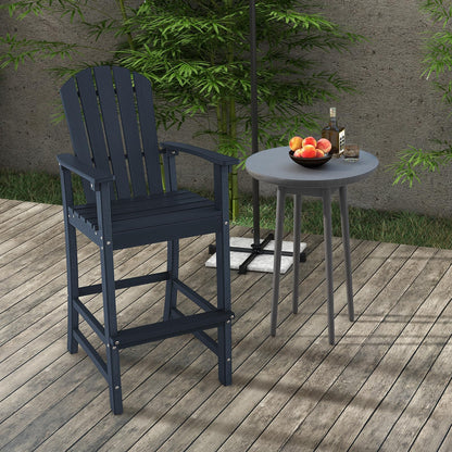 Outdoor HDPE Tall Adirondack Counter Height Bar Stool With Armrests And Footrest - 30Quot