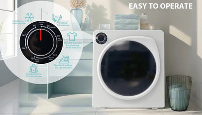 ZNESKPG Portable Compact Front Load Clothes Dryer 1.95 Cu. Ft., 830W, 5 Drying Modes, Stainless Steel Drum