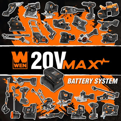 WEN 20V Max Cordless 18-Gauge Brad Nailer With 2.0Ah Battery And Charger - 100 Nail Capacity