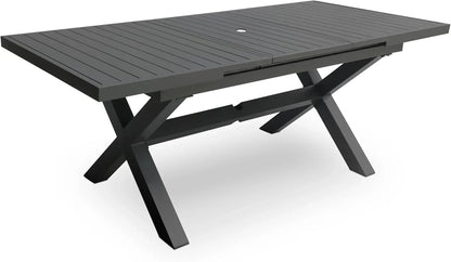 Erotr Extendable Aluminum Patio Dining Table For 6-8, 63-83 inch, Light Brown