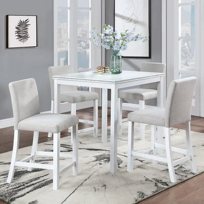 Modern 5-Piece Counter Height Dining Set With Square Table And 4 Upholstered Chairs