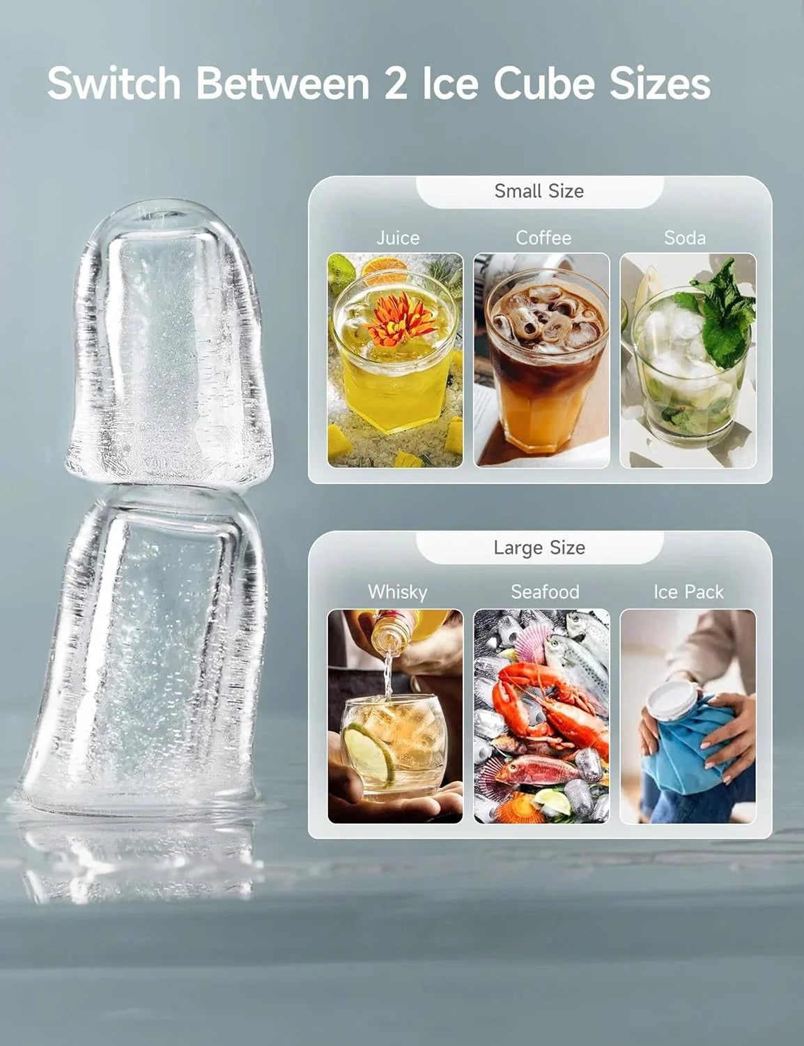 HiCOZY Portable Countertop Ice Maker With Ice Scoop - 24 lbs/Day, Ice in 6 Mins