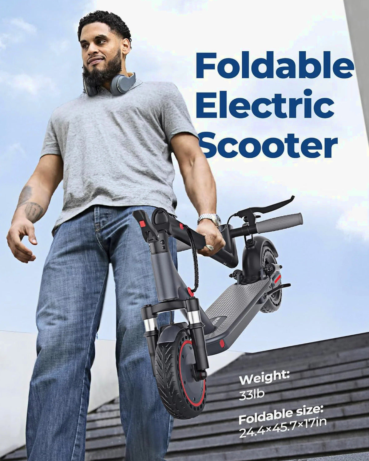 Electric Scooter 10 Inch Solid Tires, 500W, Dual Suspension