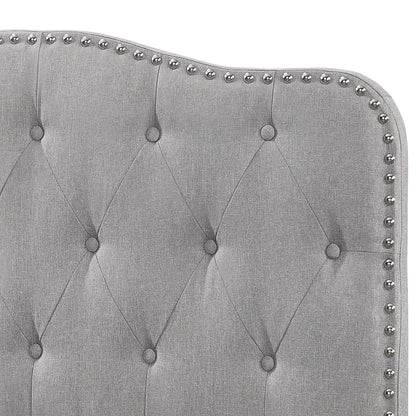 Tufted Gray Linen Headboard for Queen and Full Bed - 65in L x 3in W x 48in H