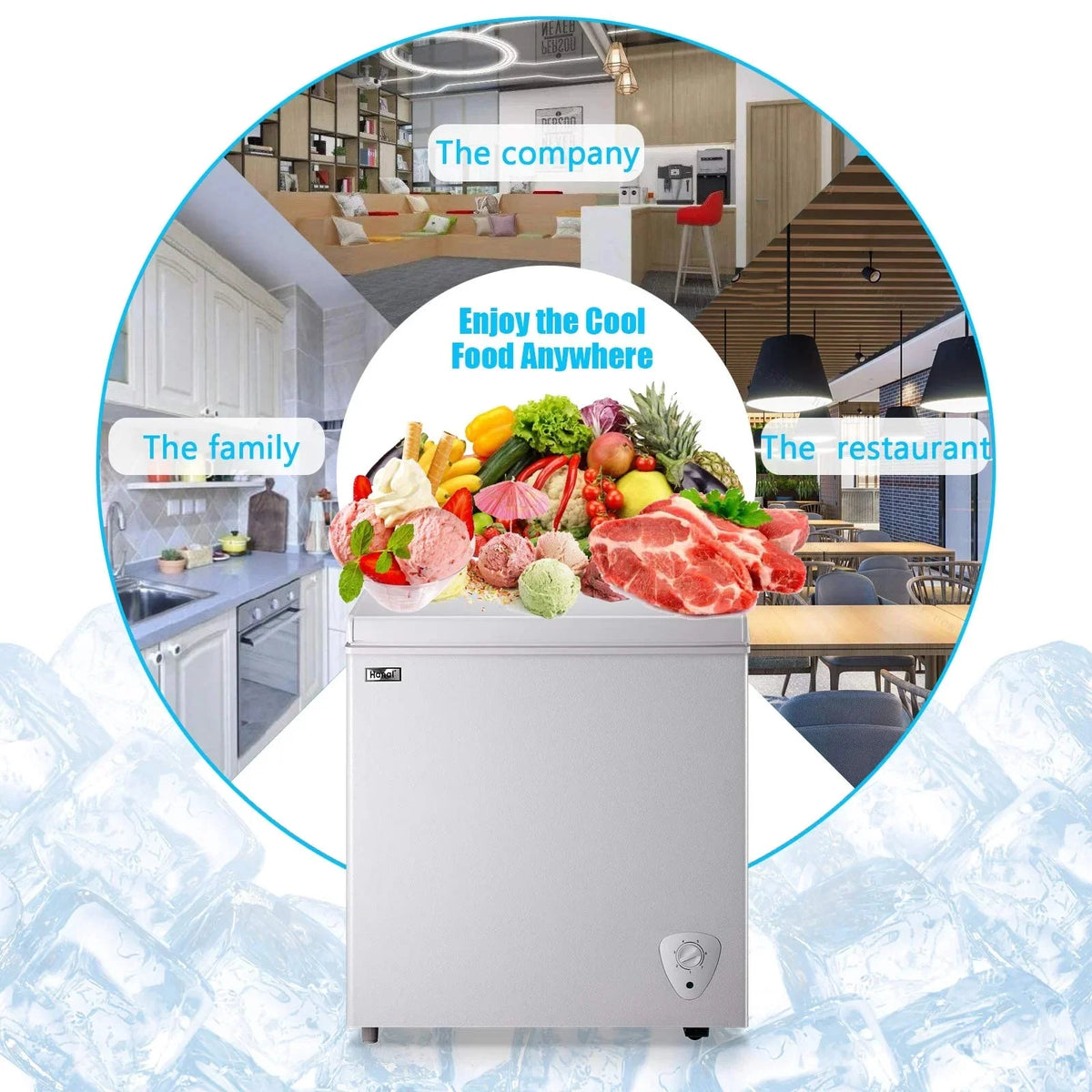 WANAI Chest Freezer 3.5 Cu. Ft. - Top Open Door
