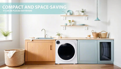 ZNESKPG Portable Compact Front Load Clothes Dryer 1.95 Cu. Ft., 830W, 5 Drying Modes, Stainless Steel Drum