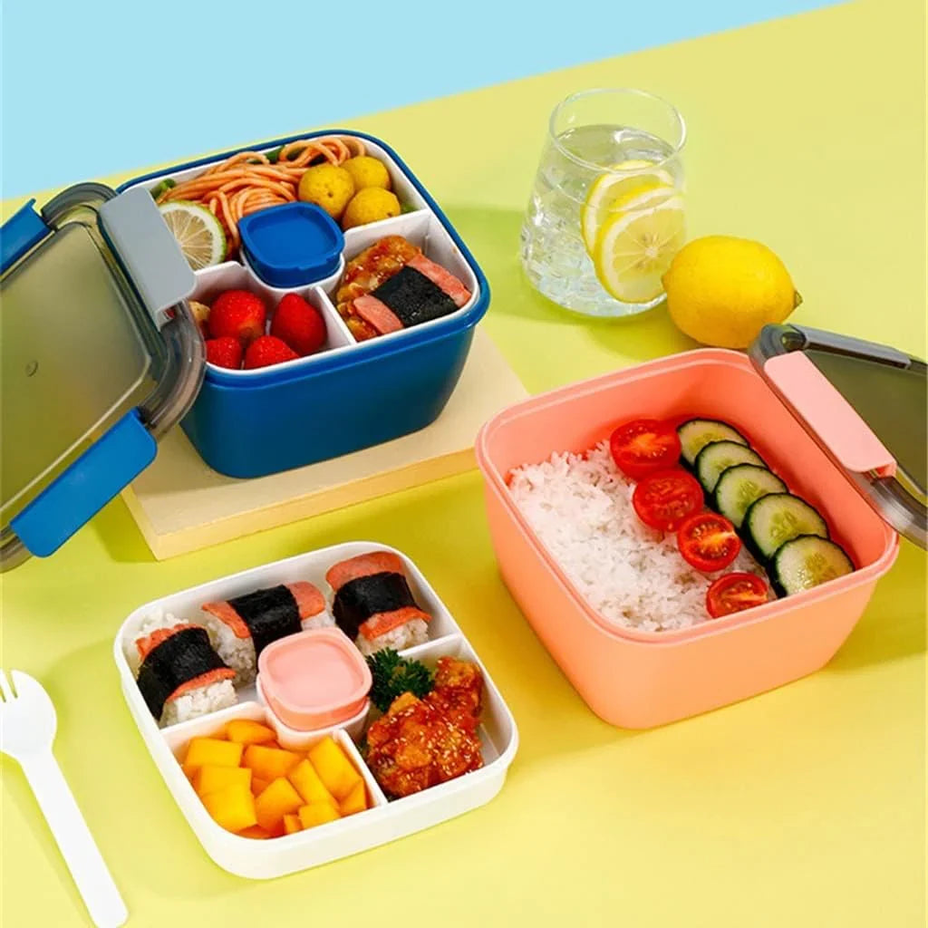 Microwave Portable Lunch Bento Box With Cutlery Picnic Set - Color E