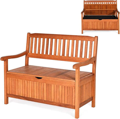 42 in Eucalyptus Patio Storage Bench, 33 Gallon Capacity