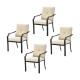 4-Piece Outdoor Dining Chair Set With Removable Cushions, Black Frame And Beige Cushions - 27 x 24 x 35 in