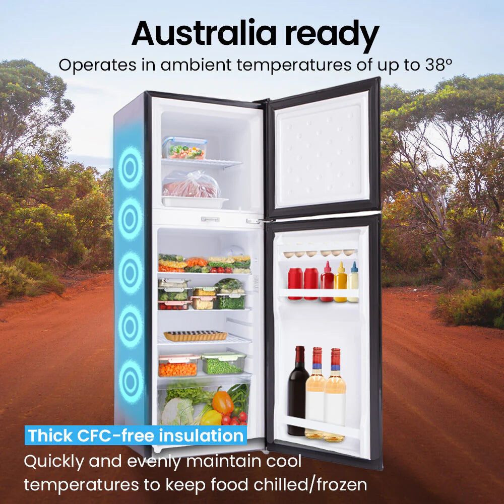 GECKO Upright Portable Fridge Freezer, 142L, 12V/24V/240V, Black - CMPFRUGK14KA