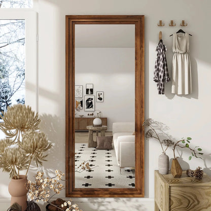 BEAUTYPEAK Full Length Floor Mirror With Stand, 64 x 21 in, Retro White