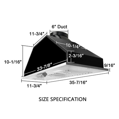Akicon Ducted Range Hood Insert, Stainless Steel, 3-Speed 600 CFM, 36in Cold