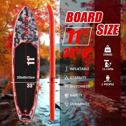 FunWater Inflatable Stand Up Paddle Board, 11 ft x 32 in x 6 in - SUP Paddle Accessories