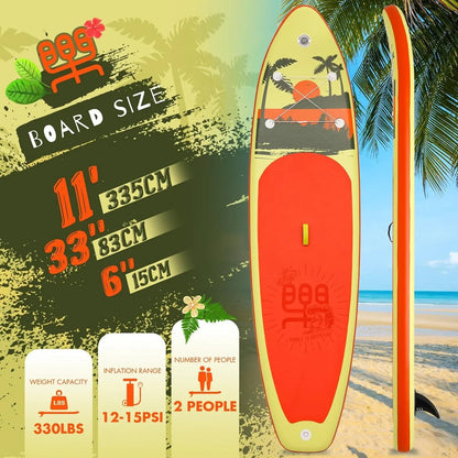 FunWater Inflatable Stand Up Paddle Board, 11 ft x 32 in x 6 in - SUP Paddle Accessories