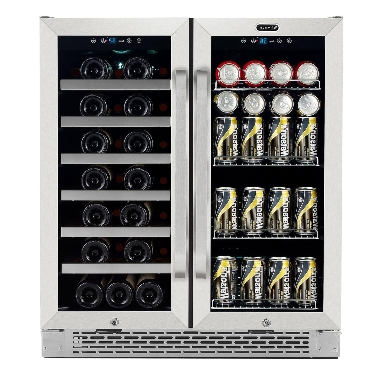 30 in Built-In French Door Dual-Zone Wine Refrigerator And Beverage Center - 33 Bottle, 88 Can