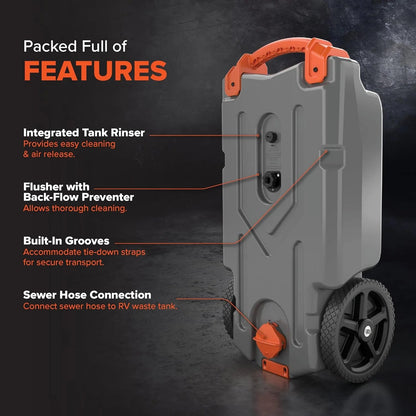 Camco Rhino 36-Gallon Portable RV Tote Tank With 2 Wheels - 39006