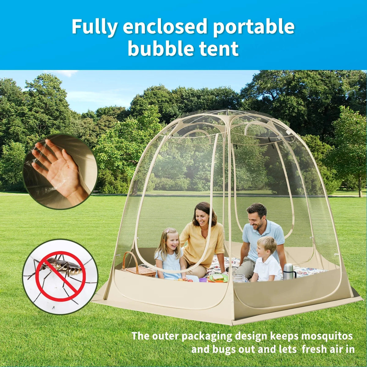 TABU Pop Up Bubble Sports Tent, Clear, 10 x 10 ft, 6-7 People