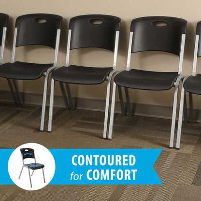 Lifetime Steel-Framed Indoor/Outdoor Commercial Grade Stacking Chairs, Black & Silver, Set Of 14 - 80569