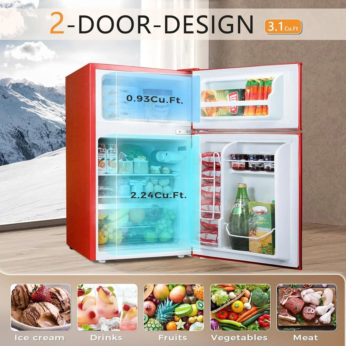 Antarctic Star Compact Mini Refrigerator 3.2 cu ft, Green - F90GR
