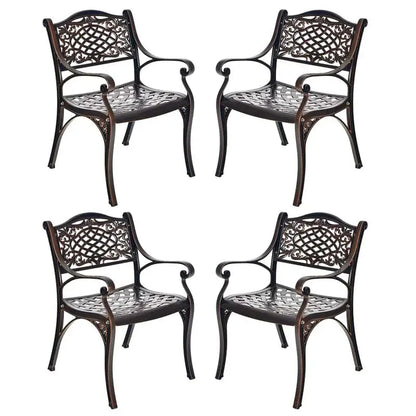 All-Weather Cast Aluminum Outdoor Dining Chairs, Set Of 2 - 23 in x 22 in x 32.5 in