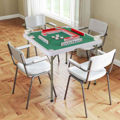 Costway Folding Mahjong Table With Cup Holders, Felt Mat And Carrying Handle - 35in x 35in x 29in