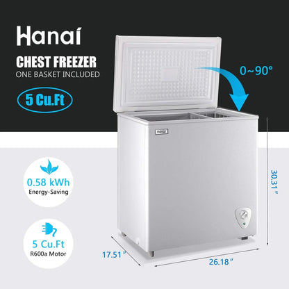 WANAI Chest Freezer 3.5 Cu. Ft. - Top Open Door