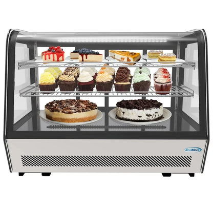 KoolMore 35 inch NSF Commercial Countertop Refrigerator Display Case, 5.6 Cu. Ft., Black And Stainless Steel - CDC-5C-BK
