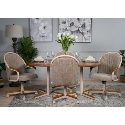 Casual Dining Cushion Swivel-and-Tilt Rolling Caster Chair, 38 Inches H x 24 Inches W x 22 Inches D