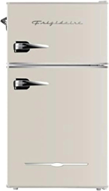 Frigidaire Retro 2 Door Mini Refrigerator With Freezer And Side Bottle Opener, 3.1 Cu Ft, 19in D x 20.5in W x 33.5in H