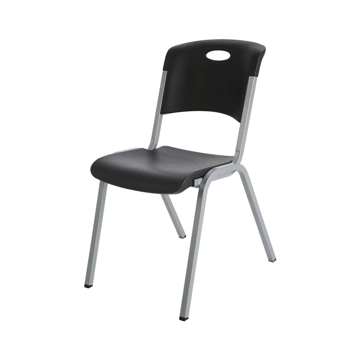 Lifetime Steel-Framed Indoor/Outdoor Commercial Grade Stacking Chairs, Black & Silver, Set Of 14 - 80569