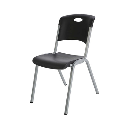 Lifetime Steel-Framed Indoor/Outdoor Commercial Grade Stacking Chairs, Black & Silver, Set Of 14 - 80569