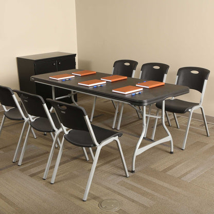 Lifetime Steel-Framed Indoor/Outdoor Commercial Grade Stacking Chairs, Black & Silver, Set Of 14 - 80569