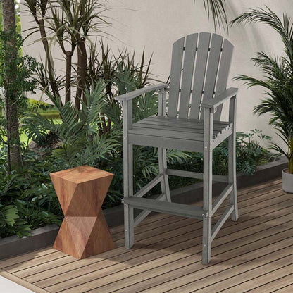 Outdoor HDPE Tall Adirondack Counter Height Bar Stool With Armrests And Footrest - 30Quot