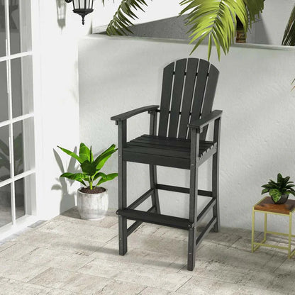 Outdoor HDPE Tall Adirondack Counter Height Bar Stool With Armrests And Footrest - 30Quot
