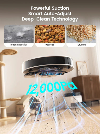 Lefant Robot Vacuum And Mop, 12000Pa Suction, All-In-One Base Station, Dual Spinning Mops - M3L