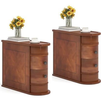 Solid Wood Chairside End Table, Two Drawers, 23.62'D x 10.63'W x 23.62'H