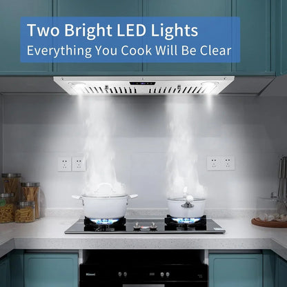Zomagas 30 Inch 600 CFM Stainless Steel Range Hood Insert With LED Lights - USGB1370TCWM