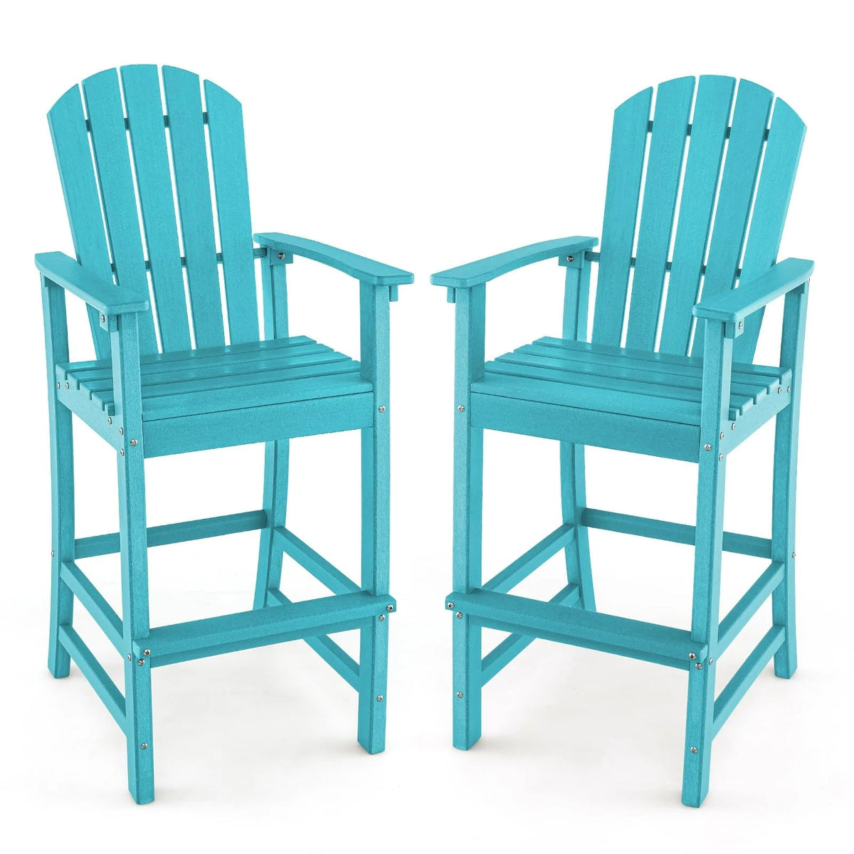Outdoor HDPE Tall Adirondack Counter Height Bar Stool With Armrests And Footrest - 30Quot
