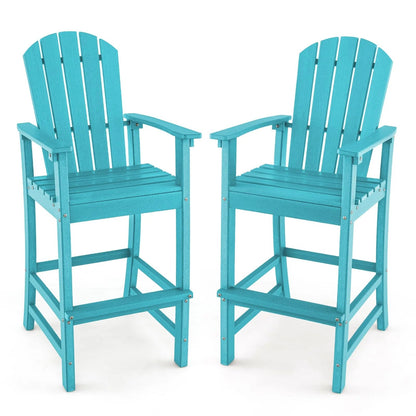 Outdoor HDPE Tall Adirondack Counter Height Bar Stool With Armrests And Footrest - 30Quot