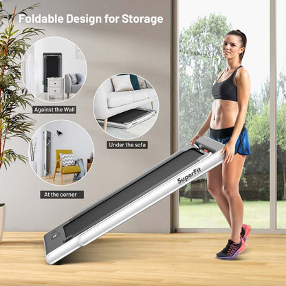 2 In 1 Folding Treadmill, 2.25 HP, 40 in x 16 in Running Area, Dual Display And App Control