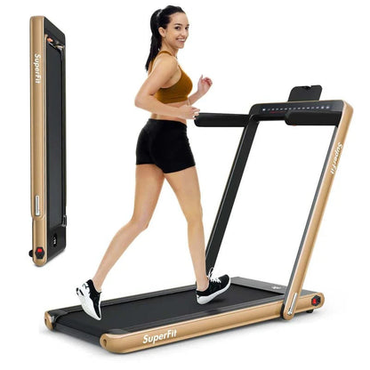 2 In 1 Folding Treadmill, 2.25 HP, 40 in x 16 in Running Area, Dual Display And App Control
