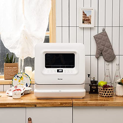 COSTWAY Portable Countertop Dishwasher, 7.5L Water Tank, White - 10015-CYFP