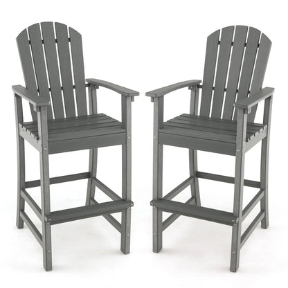 Outdoor HDPE Tall Adirondack Counter Height Bar Stool With Armrests And Footrest - 30Quot