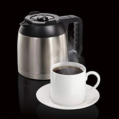 Programmable Thermal Coffee Maker, Single Serve And Full Pot, Pods Or Grounds, Black And Stainless