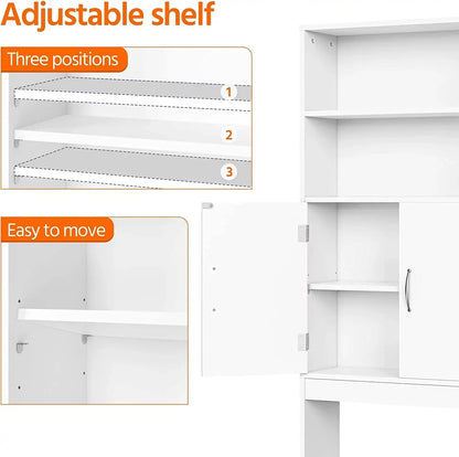 Over-the-Toilet Storage Cabinet With Adjustable Shelves And Double Doors, 77 in H, Espresso