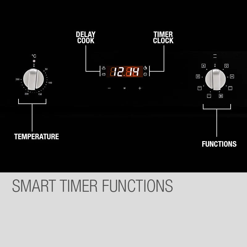 EuroChef Built-In Electric Wall Oven 60cm 70L 8 Function Fan Forced Stainless - OE708B