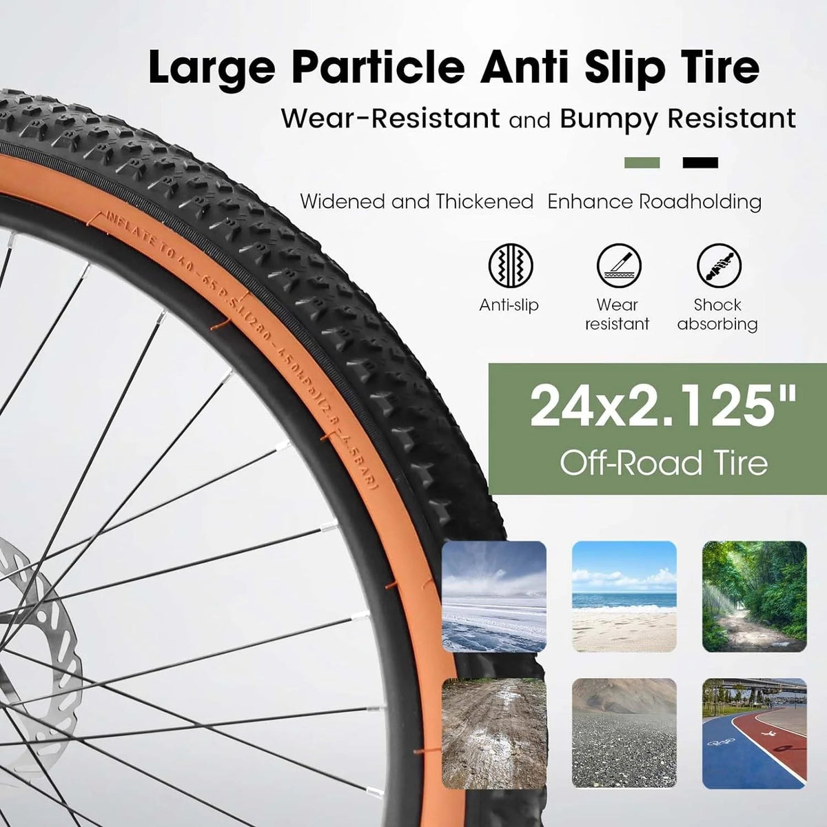 UPYOOE Mountain Bike With Carbon Steel Frame, 24/26 Inch Wheels And 21-Speed Shifting
